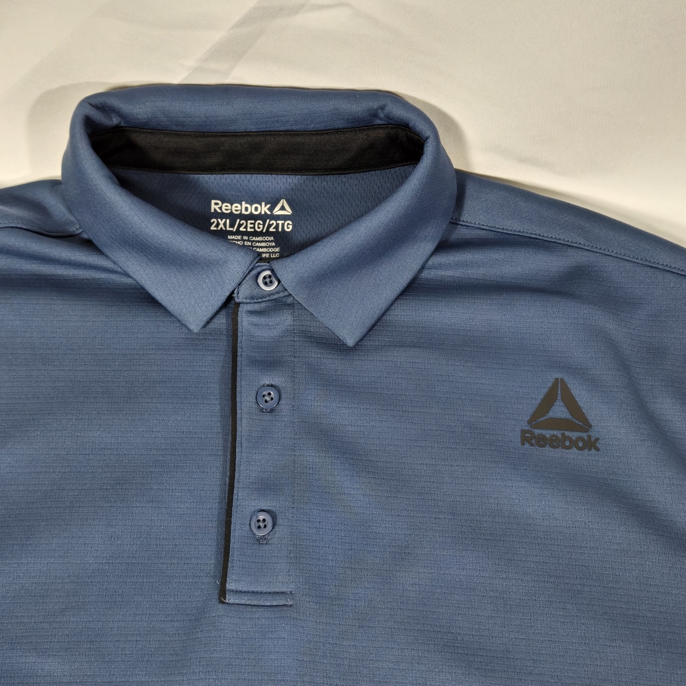 REEBOK Mens Classic Performance NAVY Polo Shirt Size 2XL Sporty Casual Golf NWOT